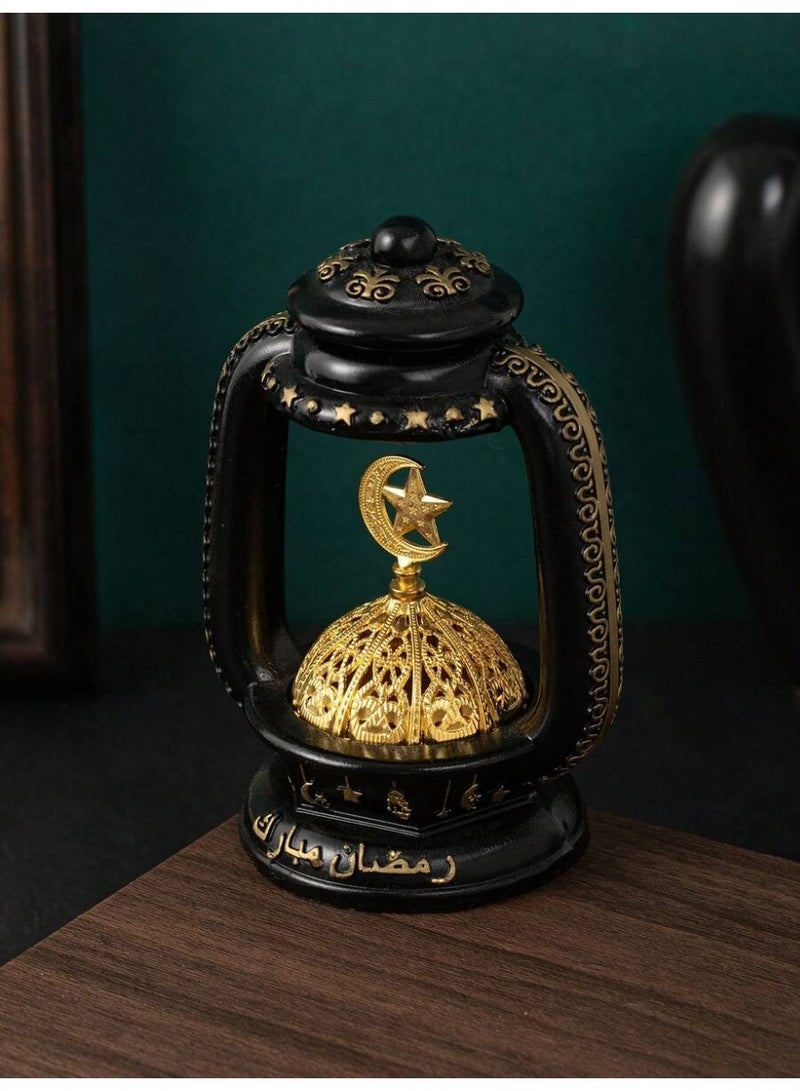 Ramadan Lantern Incense Burner Black with Gold Inner Burner Ramadan Mubarak Decor - Image 3